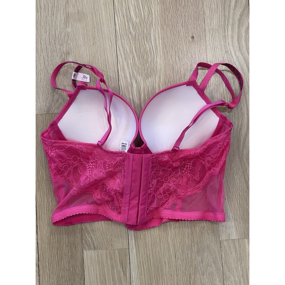 NWT Victoria’s Secret Very Sexy Push Up Longline Hot Pink Bra 36 B $84.95 - Picture 2 of 4